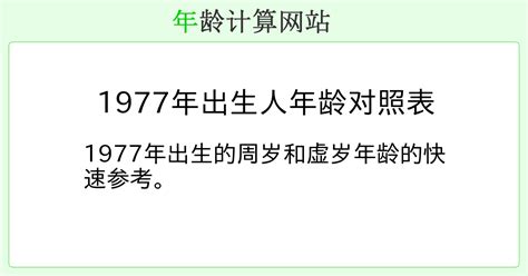 1977年出生的人|1977年出生人年龄对照表